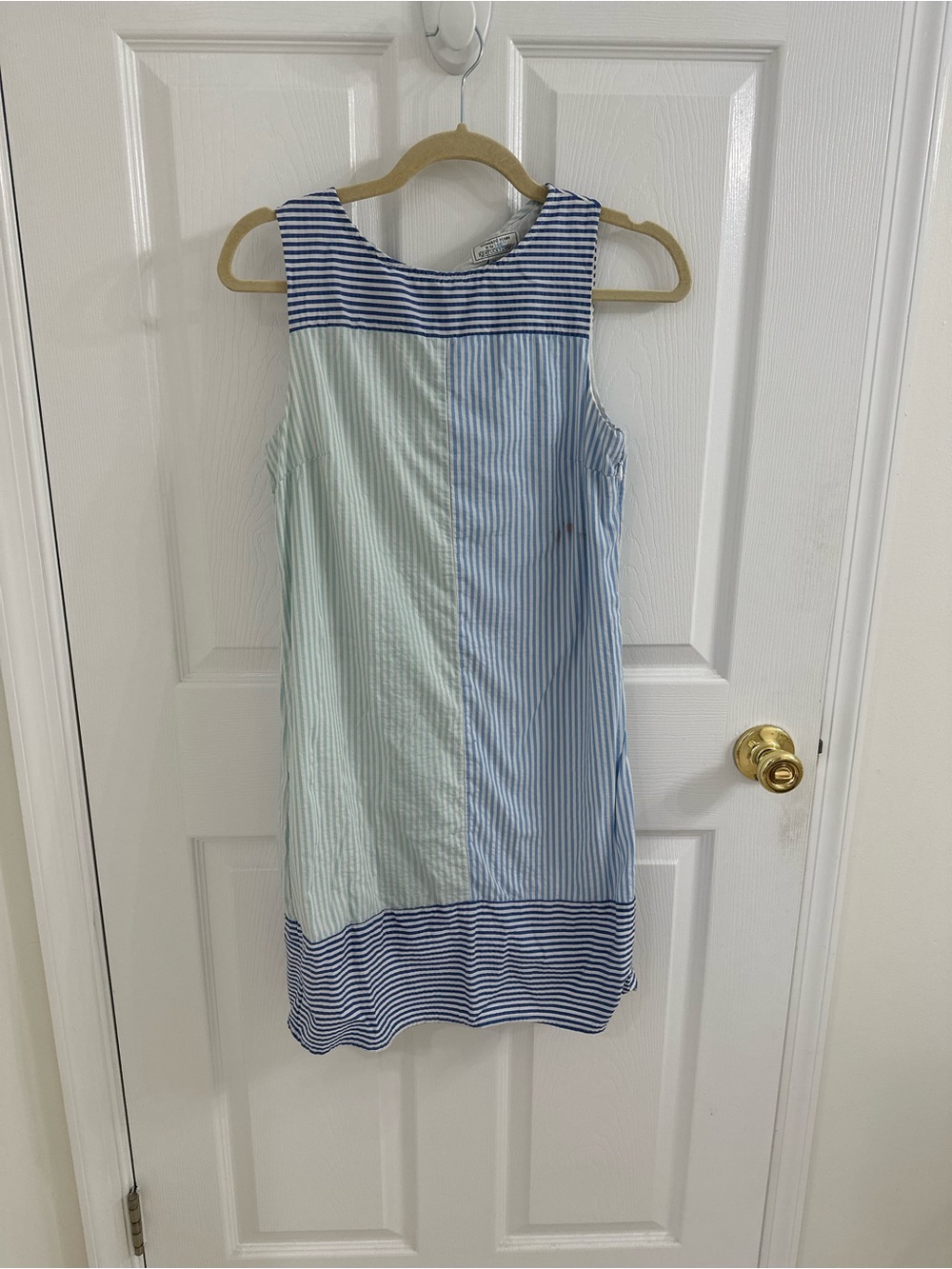 Vineyard Vines Striped Sleeveless Shift Dress in Light Blue & Mint